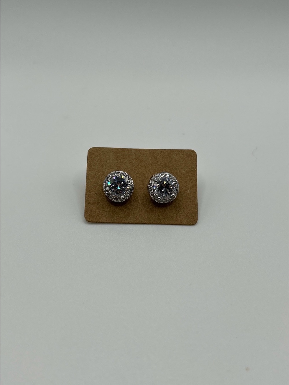 Sparkling Round Crystal Stud Earrings - Sterling Silver and Cubic Zirconia